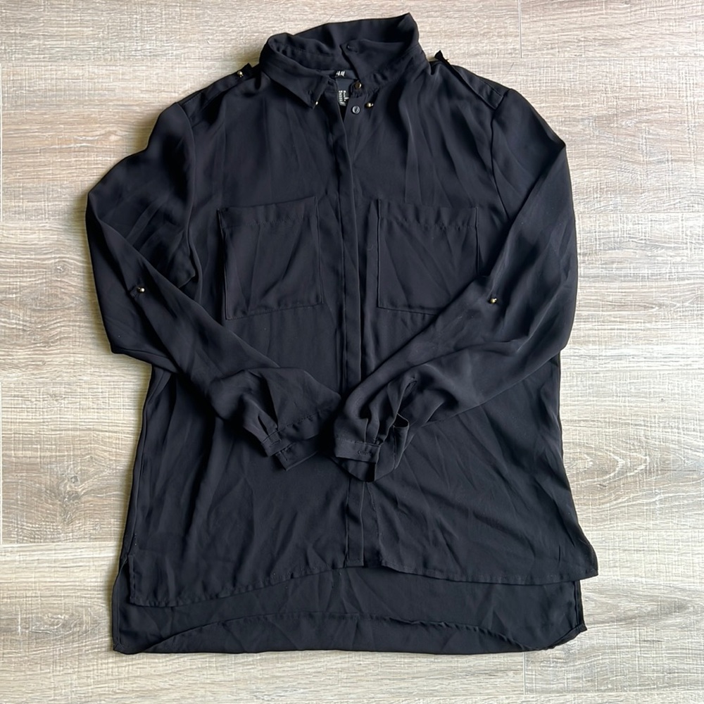 Over sized button down shirt H&M, black 6